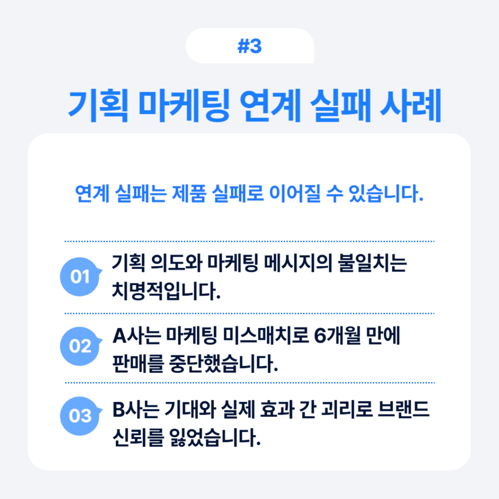기획 마케팅 연계 실패 사례와 교훈 인포그래픽