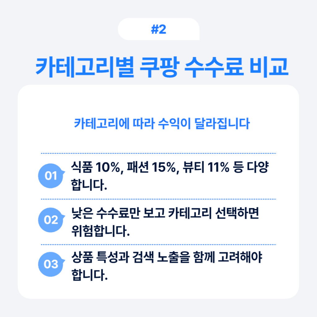 카테고리별 쿠팡 수수료 비교 식품 패션 뷰티 수수료율