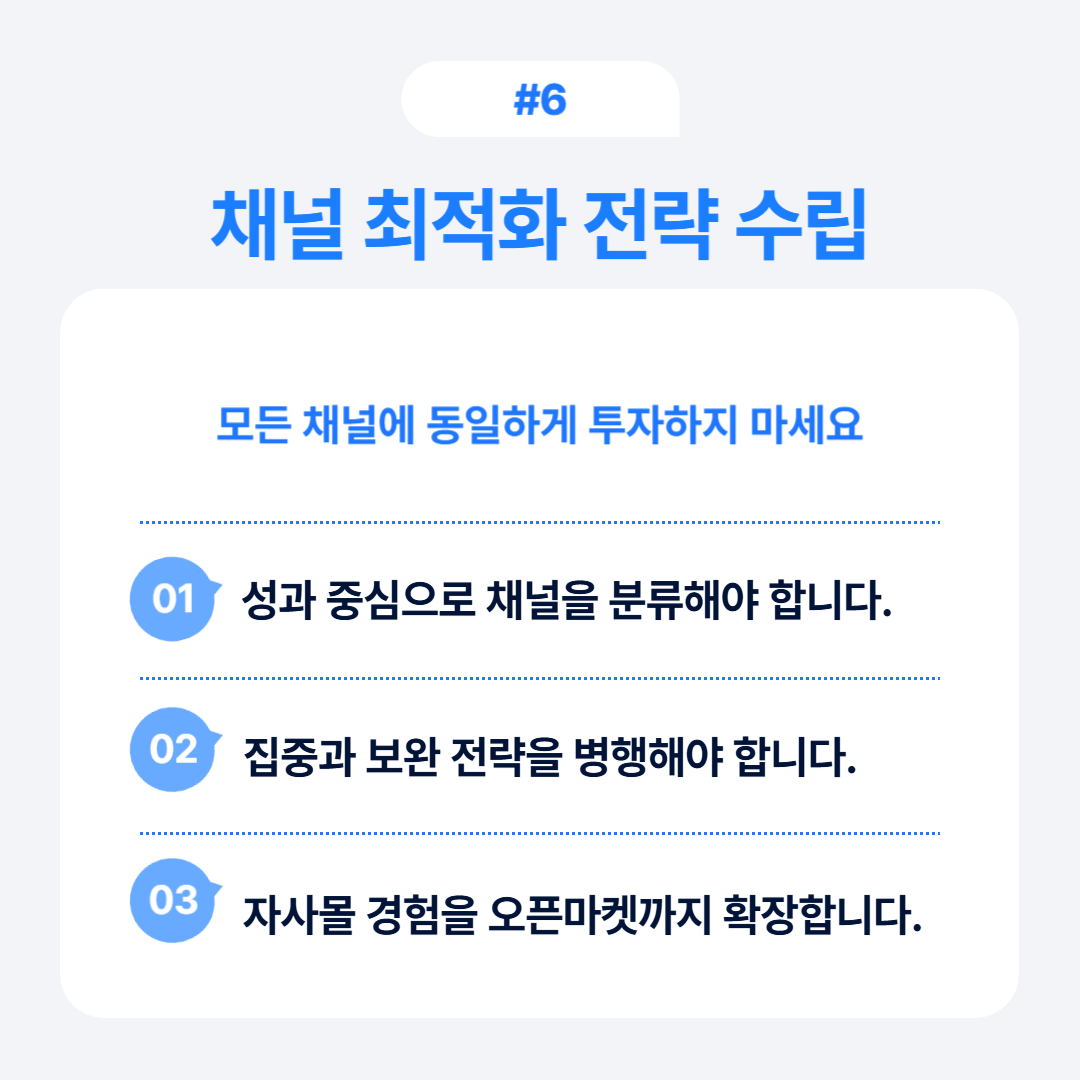 판매 채널 관리 효율화 전략 6 모든 채널에 대한 최적화 전략 수립의 필요성을 다룹니다.