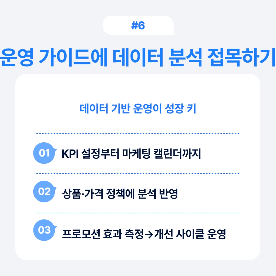 운영 가이드에 데이터 분석을 효과적으로 접목하는 방법을 설명하는 이미지