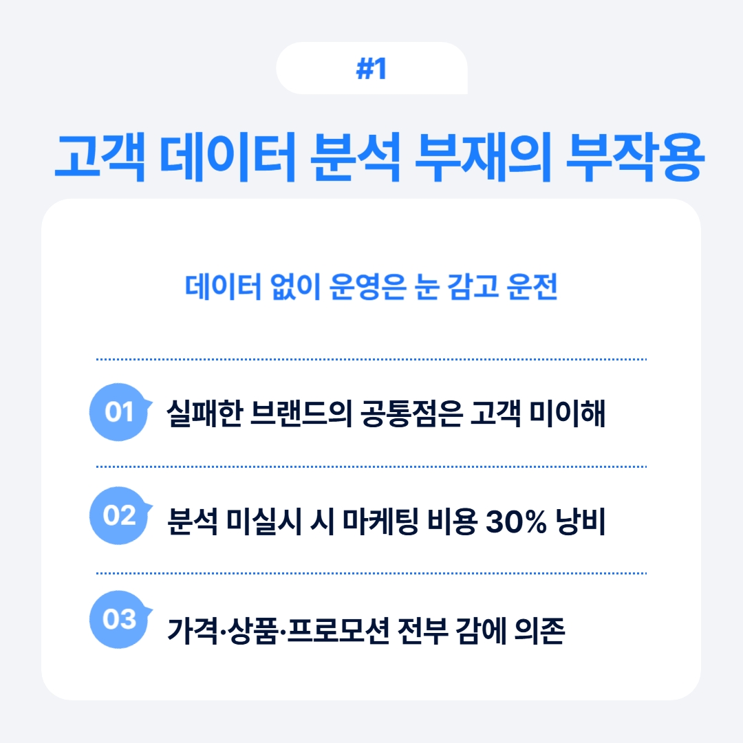 고객 데이터 분석 부재로 인한 경영의 어려움을 다루는 이미지