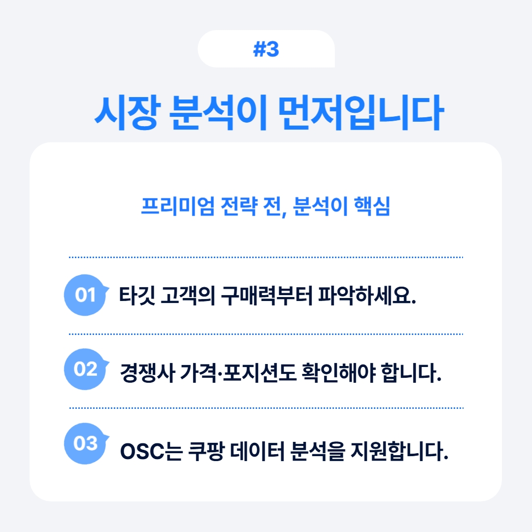 시장 분석이 프리미엄 전략 개발 전에 필수적임을 설명.