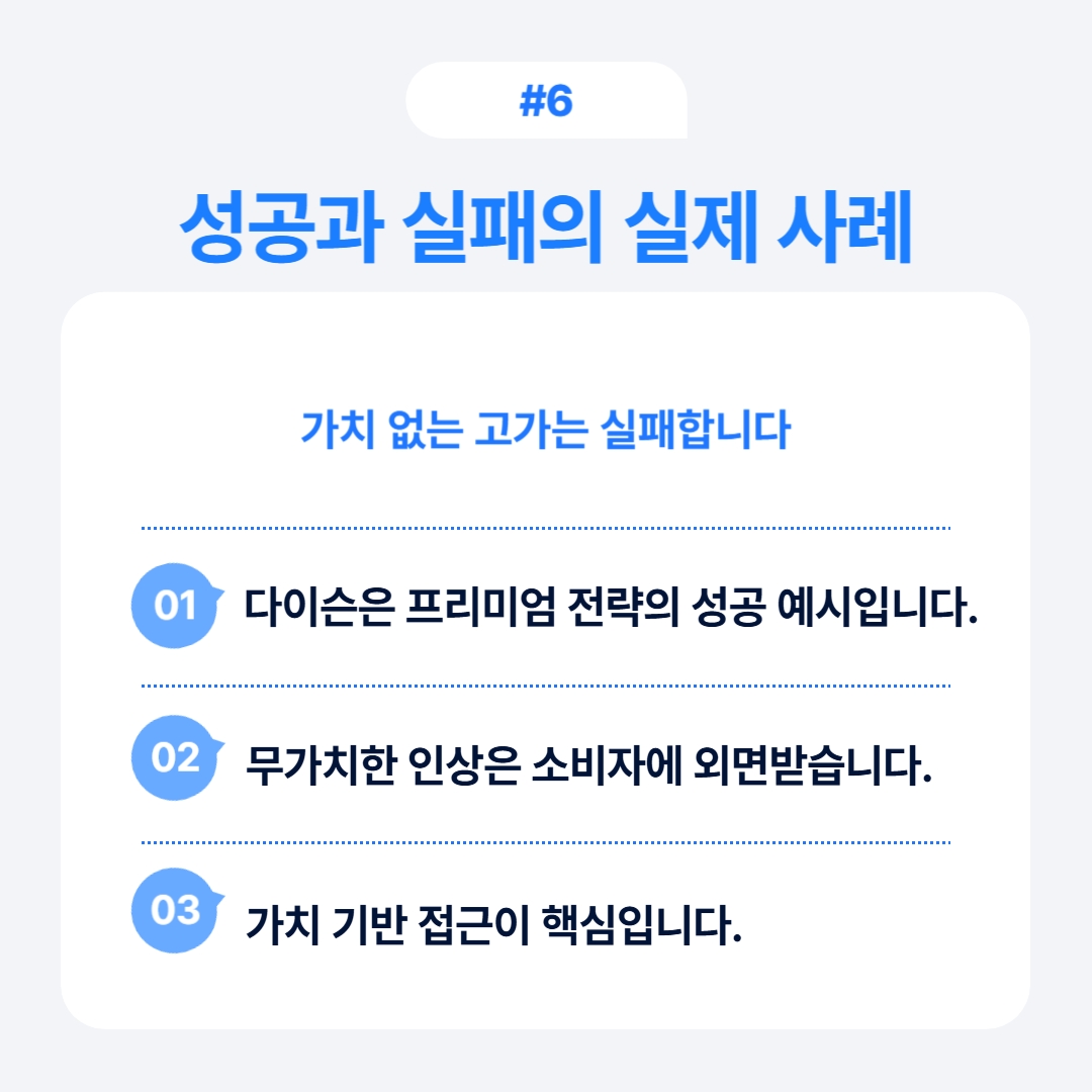 프리미엄 전략의 성공과 실패 사례에 대한 설명.