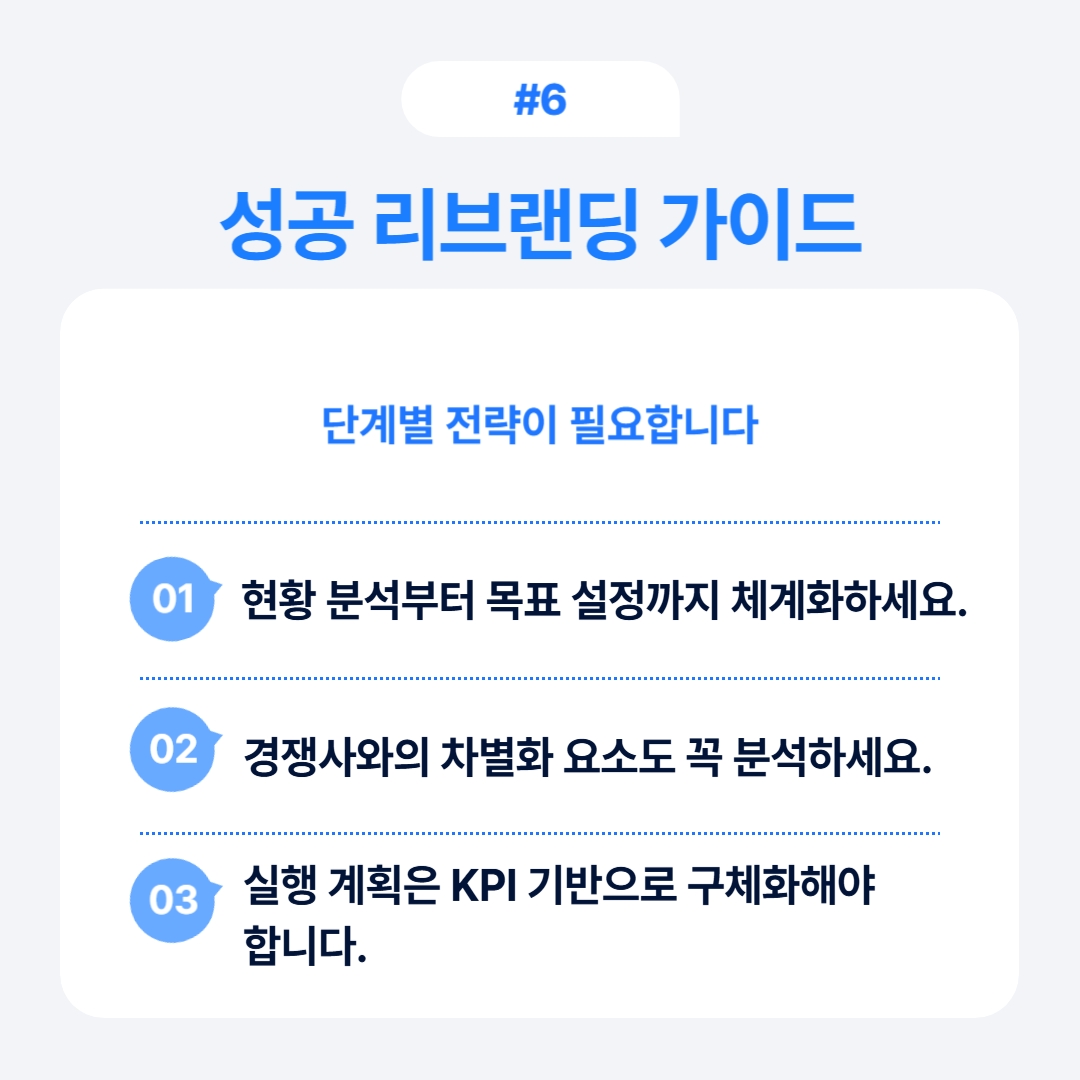 성공적인 리브랜딩을 위한 단계별 가이드와 전략에 대한 설명입니다.