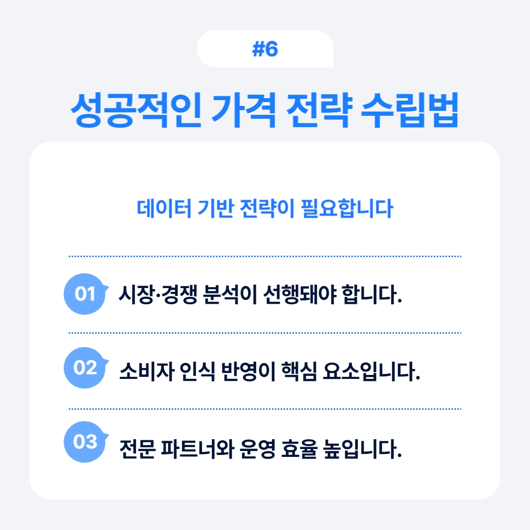 데이터 기반으로 가격 전략 수립의 필요성 설명.