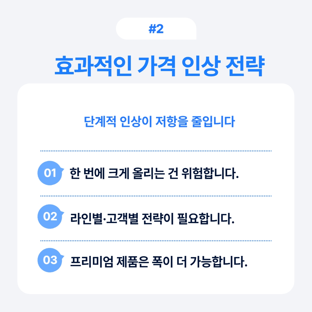 단계적 가격 인상을 철저히 준비하는 방법을 설명하는 이미지입니다.