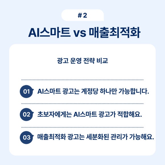 AI 스마트 광고와 매출 최적화 광고의 전략적 비교를 다룹니다.