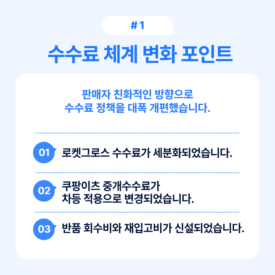수수료 체계의 변화 포인트를 설명하는 인포그래픽.