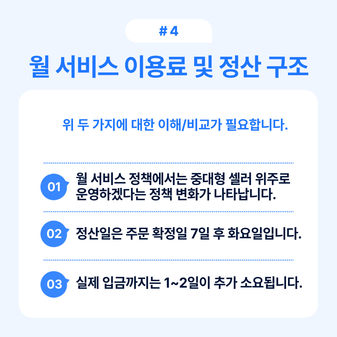 월 서비스 이용료와 정산 구조에 대한 정보