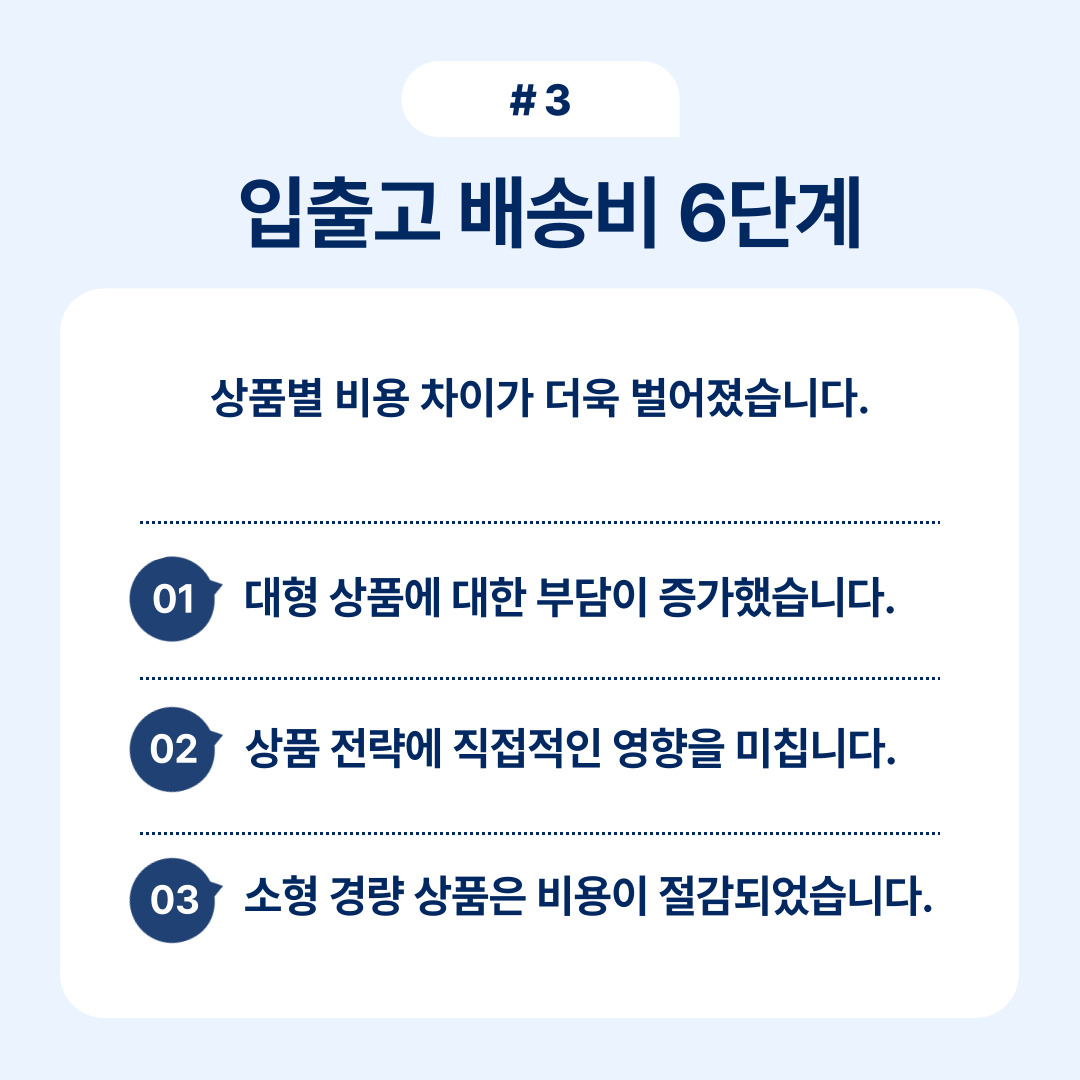 입출고 배송비의 차이를 설명하는 내용