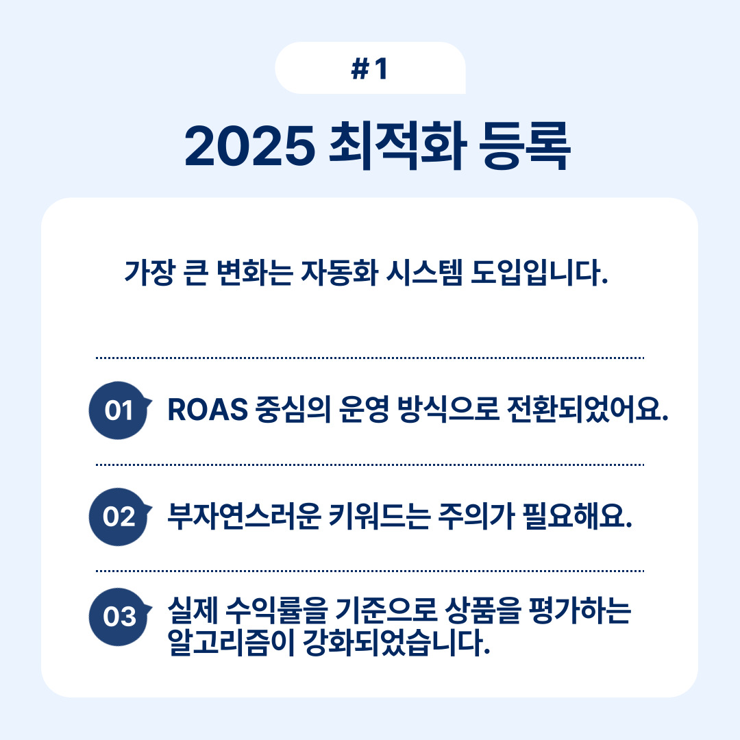 2025년 최적화 등록 방식의 변화를 설명하는 이미지로, 부자연스러운 키워드의 중요성을 보여줍니다.
