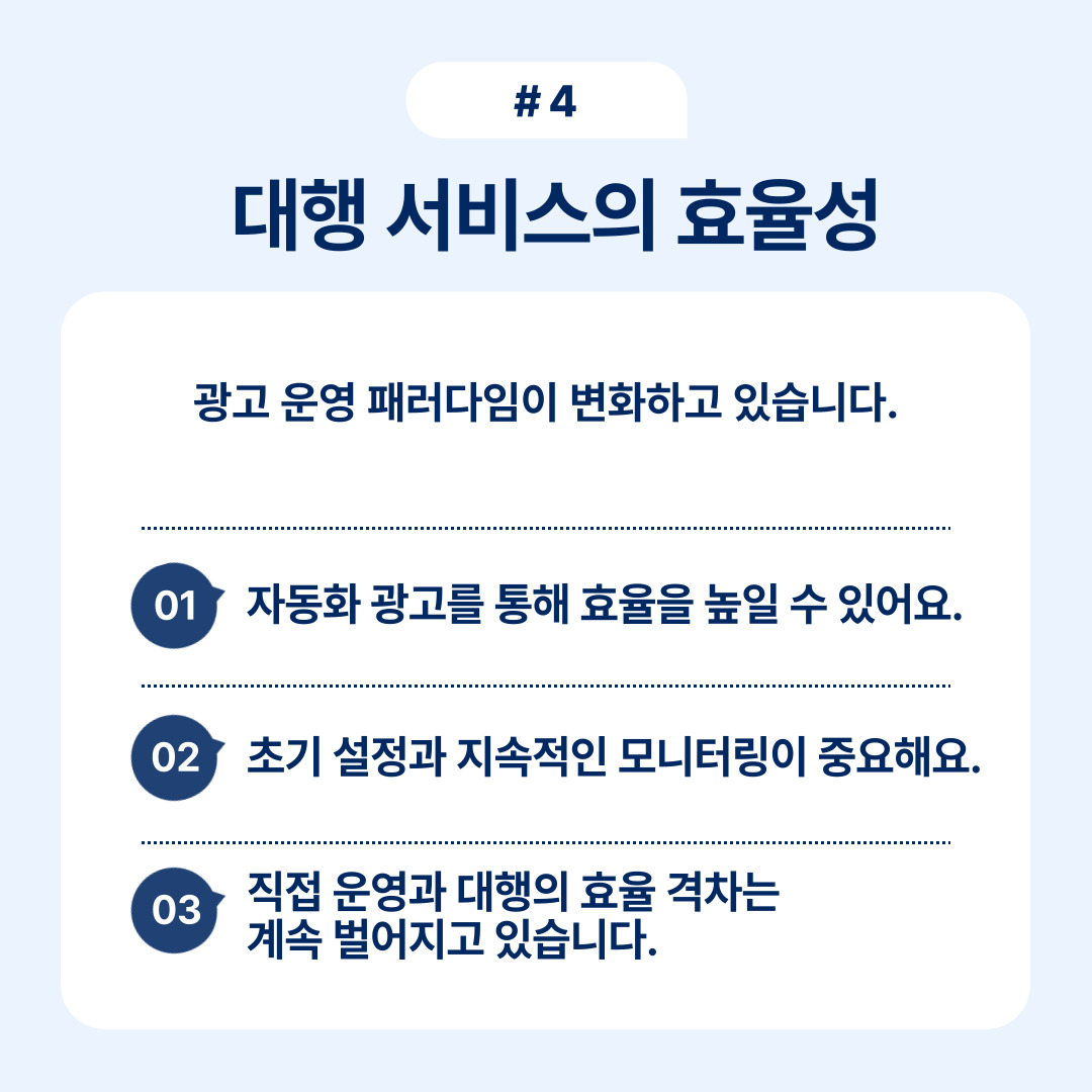 효율적인 광고 운영을 위해 자동화된 광고 시스템을 도입하는 모습.