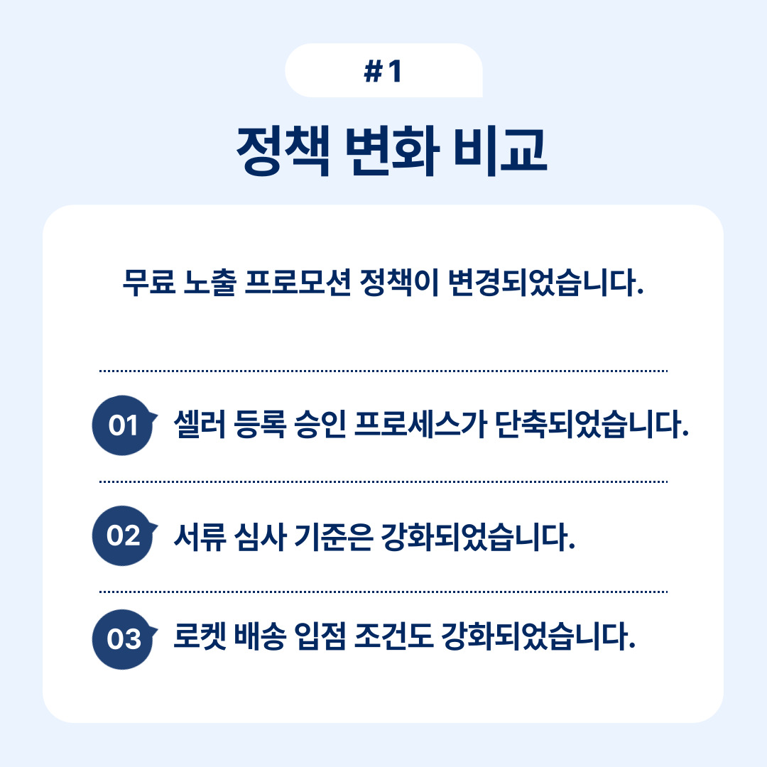 정책 변화와 무료 노출 프로모션에 대한 비교 설명