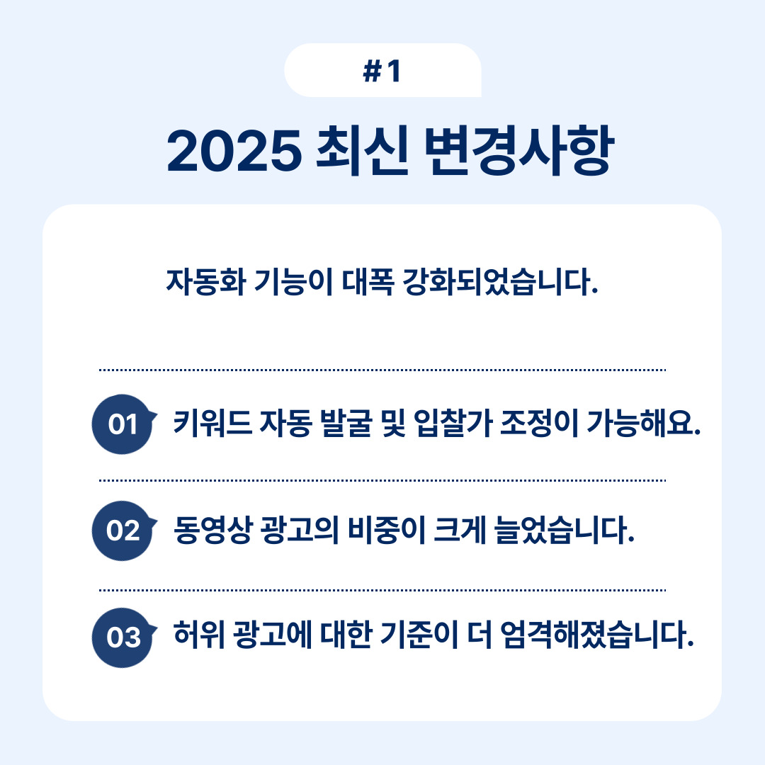 2025년 최신 광고 변화 사항을 제시한 포스터입니다.