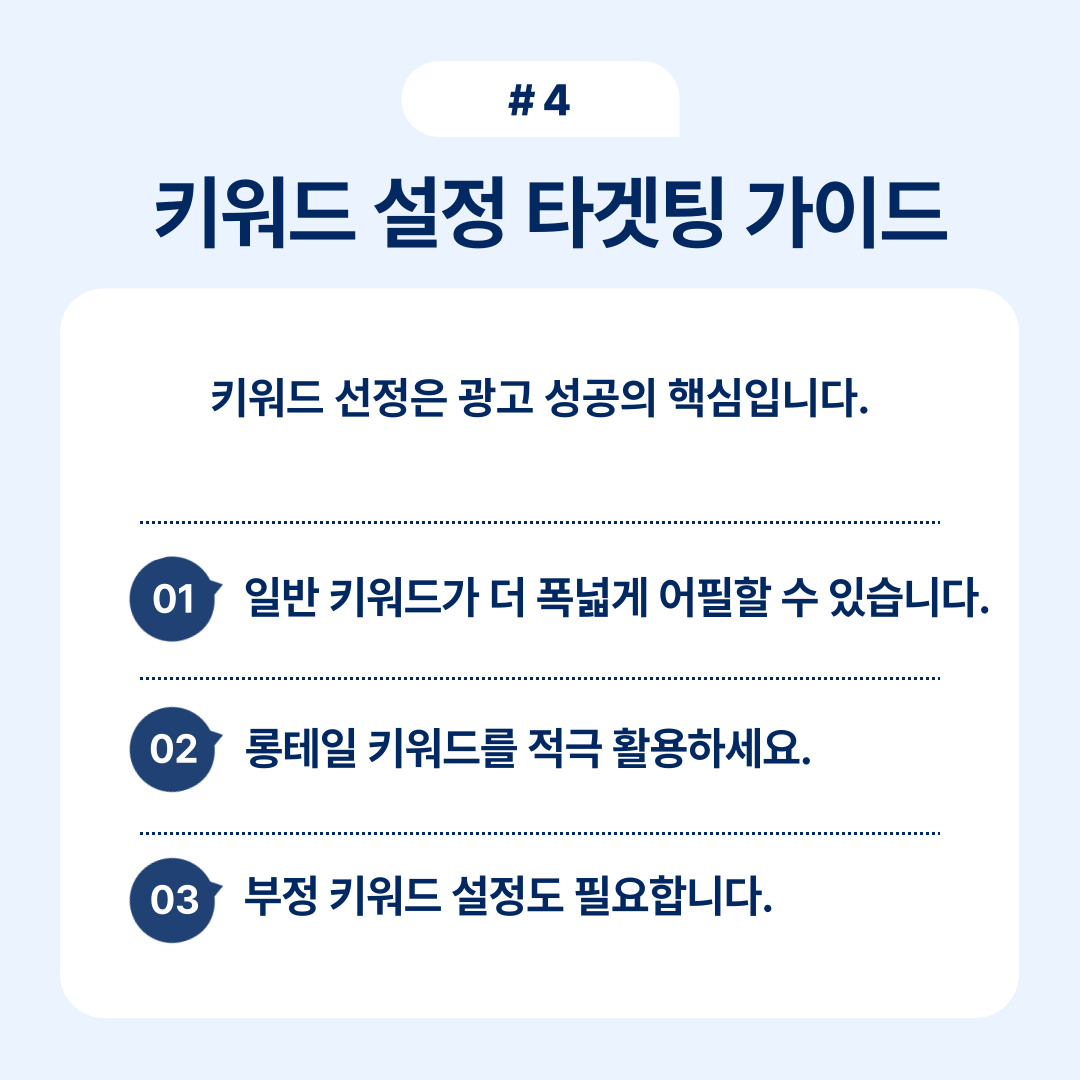효과적인 키워드 설정 방법을 안내하는 포스터입니다.