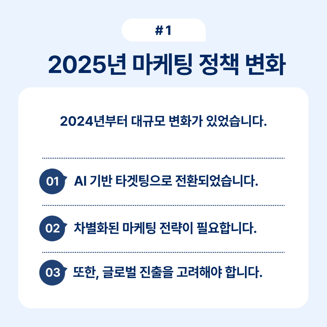 2025년 마케팅 정책 변화에 대한 설명과 AI 기반 마케팅 전략의 중요성을 다룹니다.