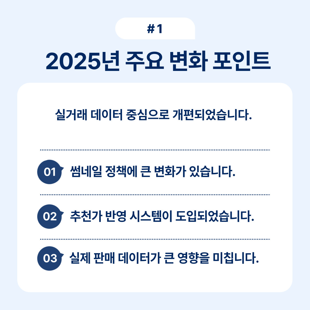 2025년 주요 변화 포인트에 대한 설명과 함께 변화 내용이 시각적으로 강조된 자료입니다.