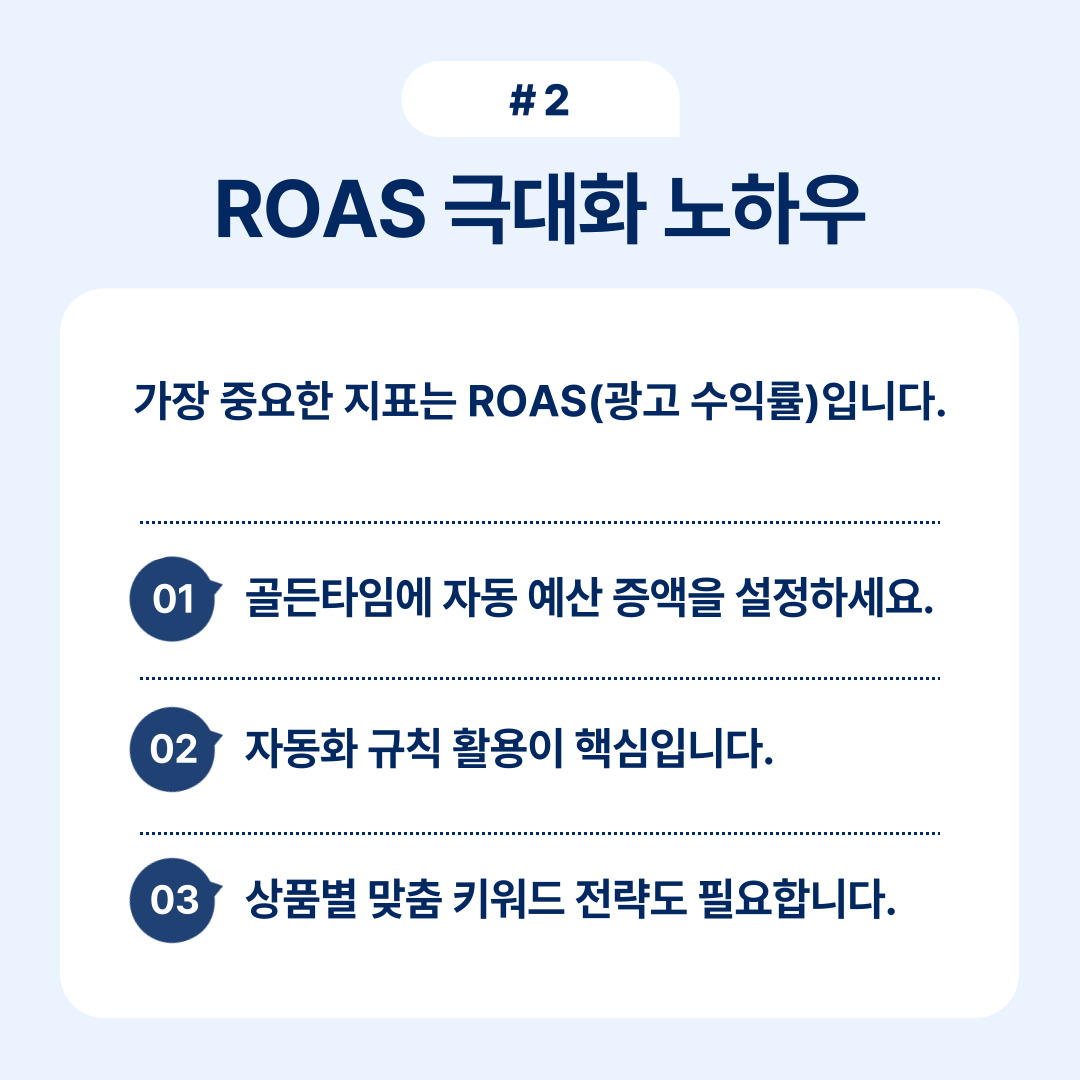 ROAS 극대화를 위한 기초적인 방법과 전략 수립의 필요성을 강조합니다.