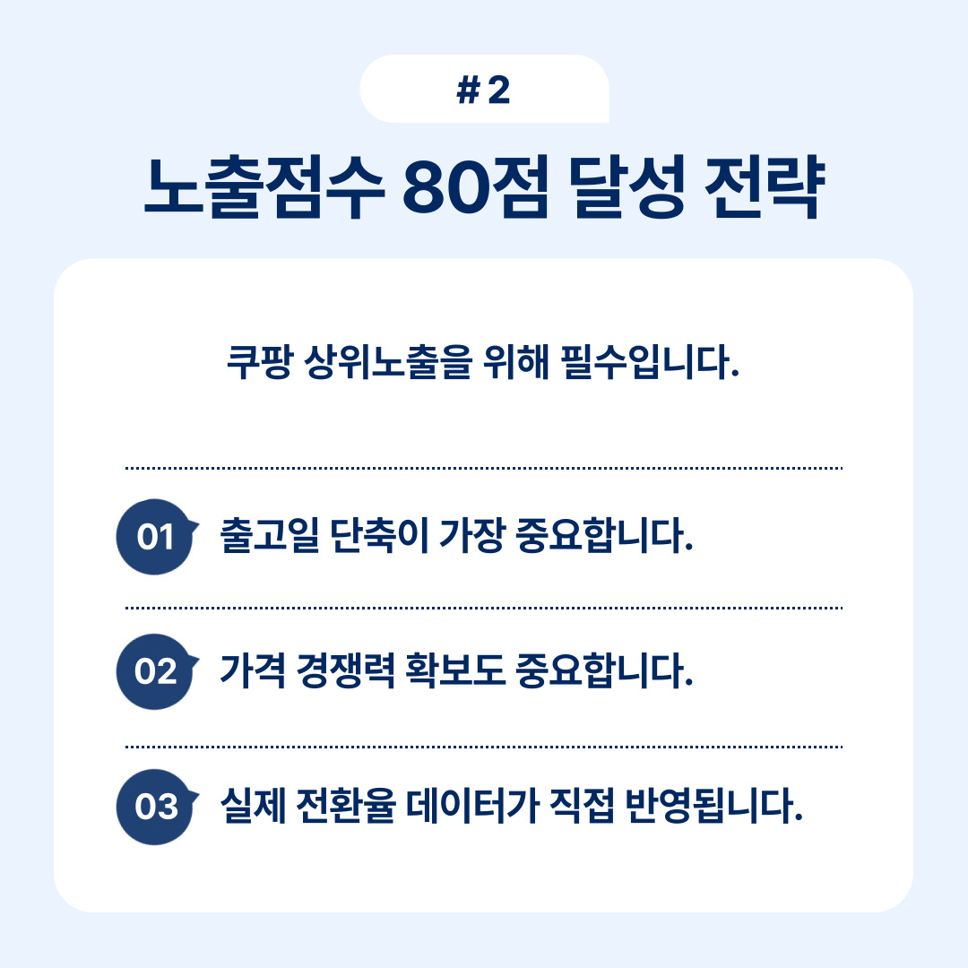 노출점수를 80점 이상 달성하기 위한 전략과 핵심 지침을 정리한 자료입니다.