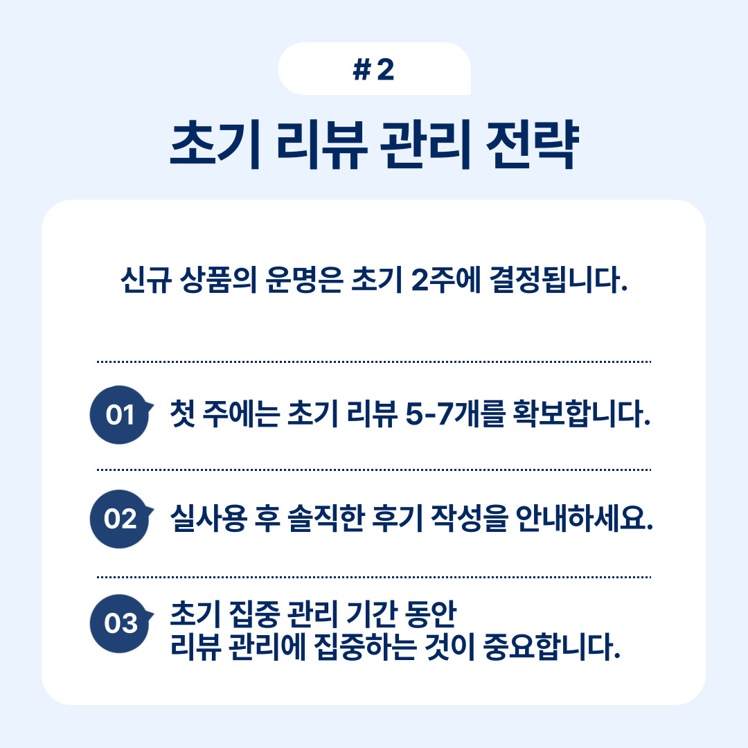 신규 상품의 초기 리뷰 관리 전략에 대한 설명.