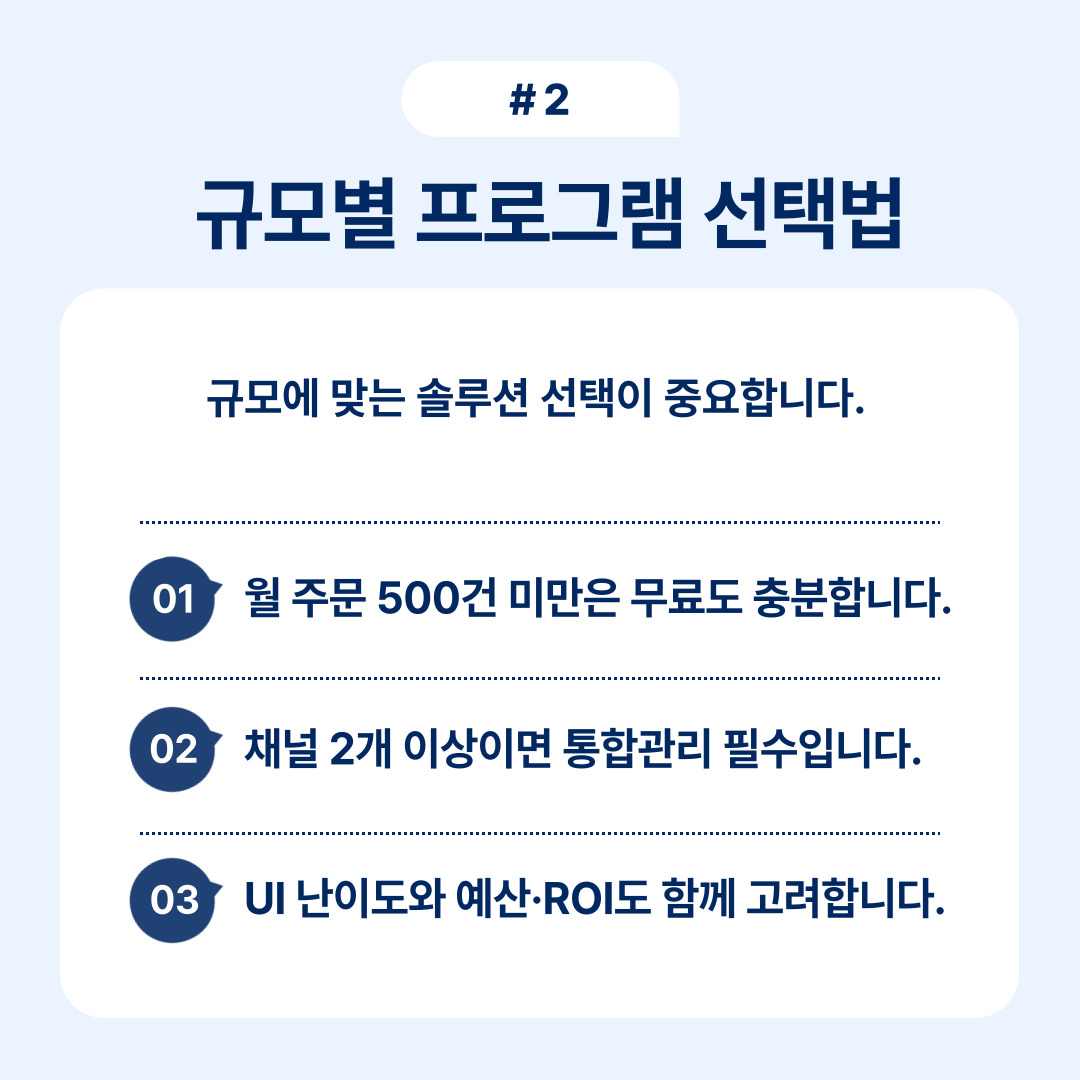 규모에 맞는 솔루션 선택의 중요성을 강조하는 내용