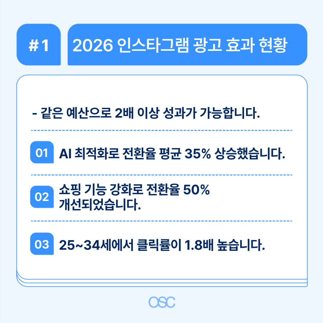 2026년 인스타그램 광고 효과 및 성공 가능성에 대한 분석 결과.