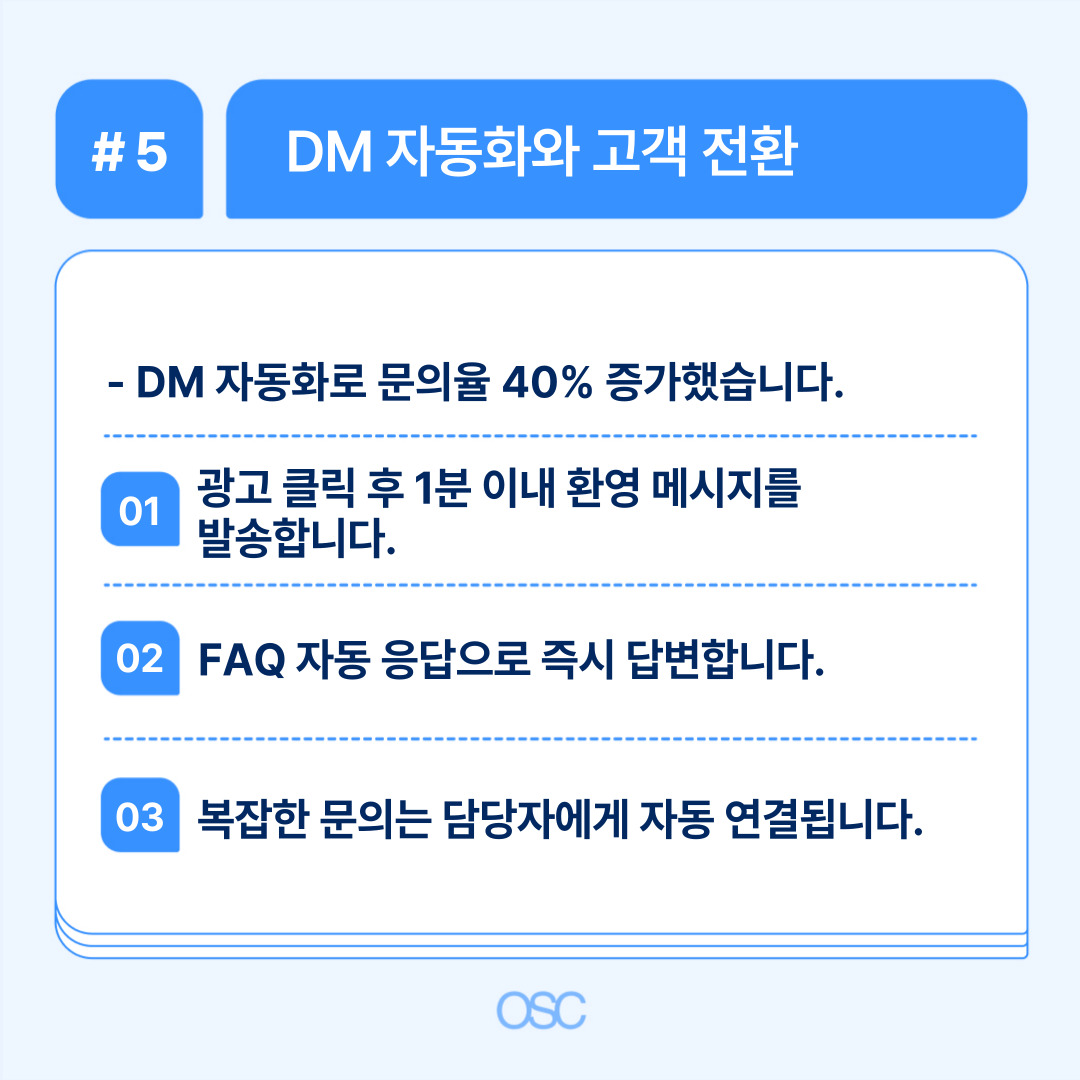 인스타그램 광고 하는법 2026 5단계 OSC 5 DM 자동화로 고객 전환율을 높이는 방법