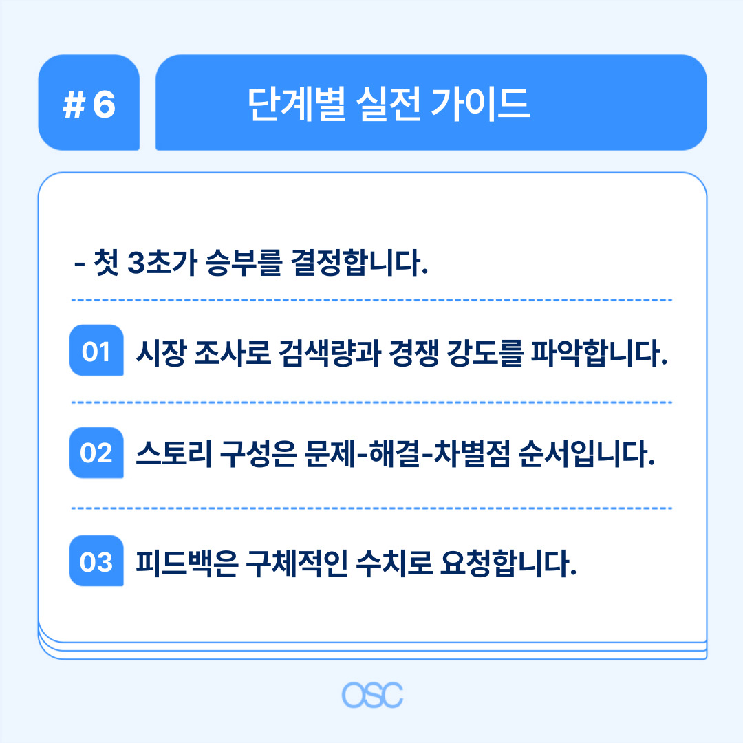 상세페이지 기획 5단계 비용부터 외주까지 OSC 6 단계별 실전 가이드를 통해 승부 결정 요인 제시