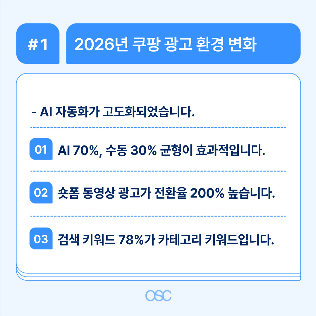 2026년 쿠팡 광고 환경 변화에 대한 새로운 정보와 AI 적용 현황을 소개합니다.