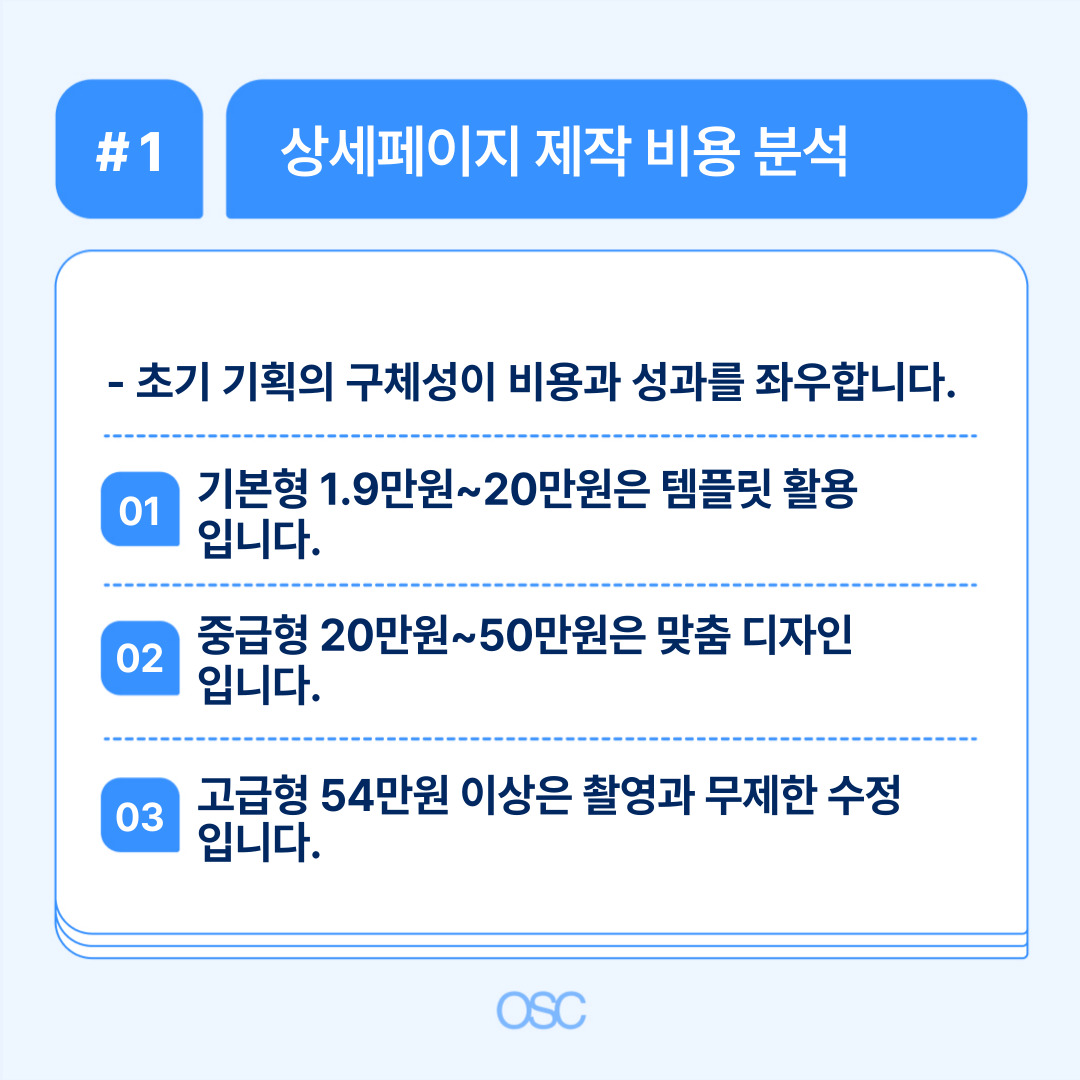 상세페이지 제작비용에 대한 설명과 분석 내용