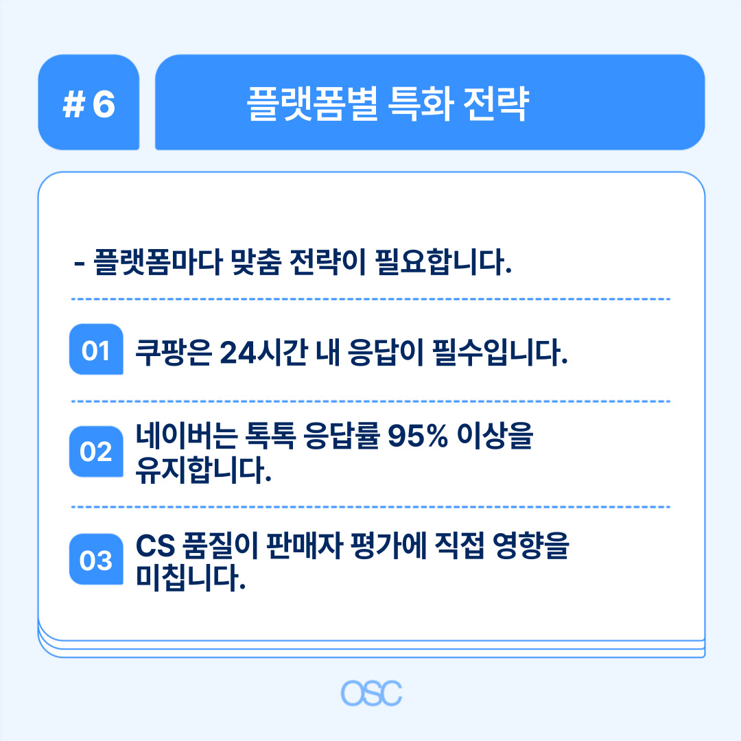 각 플랫폼에 맞춘 특화된 응대 전략 소개.