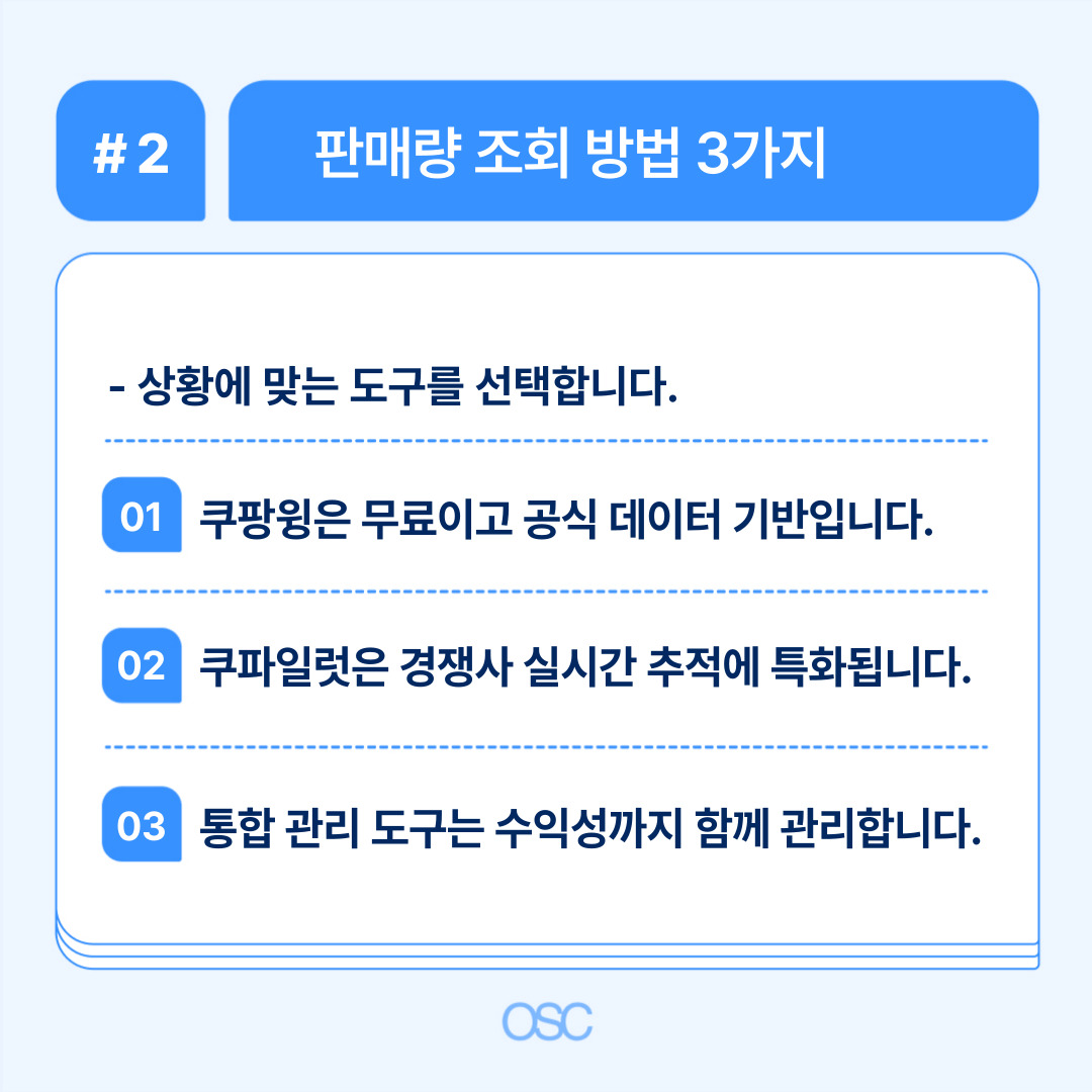 판매량 조회에 필요한 도구들을 소개하는 이미지로, 데이터 기반의 분석 방법을 강조합니다.