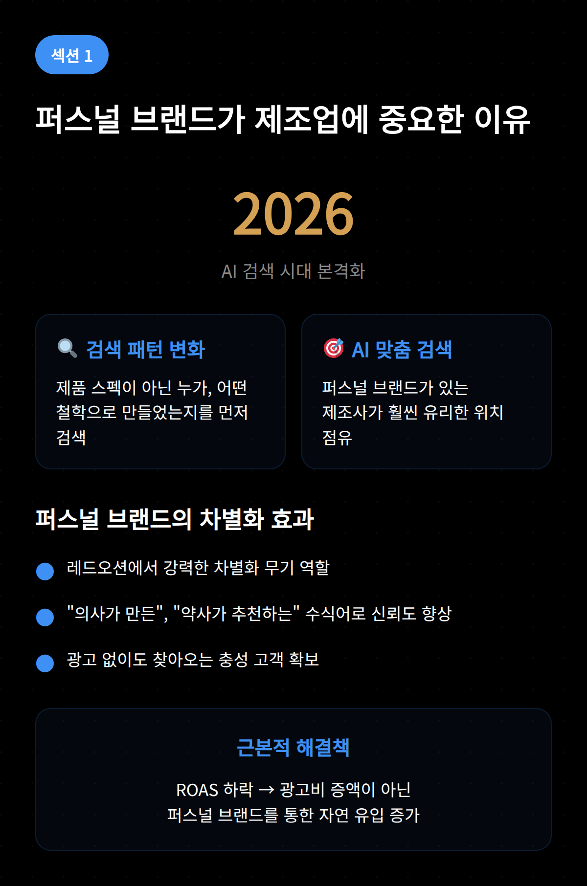 2026년 개인 브랜드가 제조업에서 중요해지는 이유에 대한 설명.