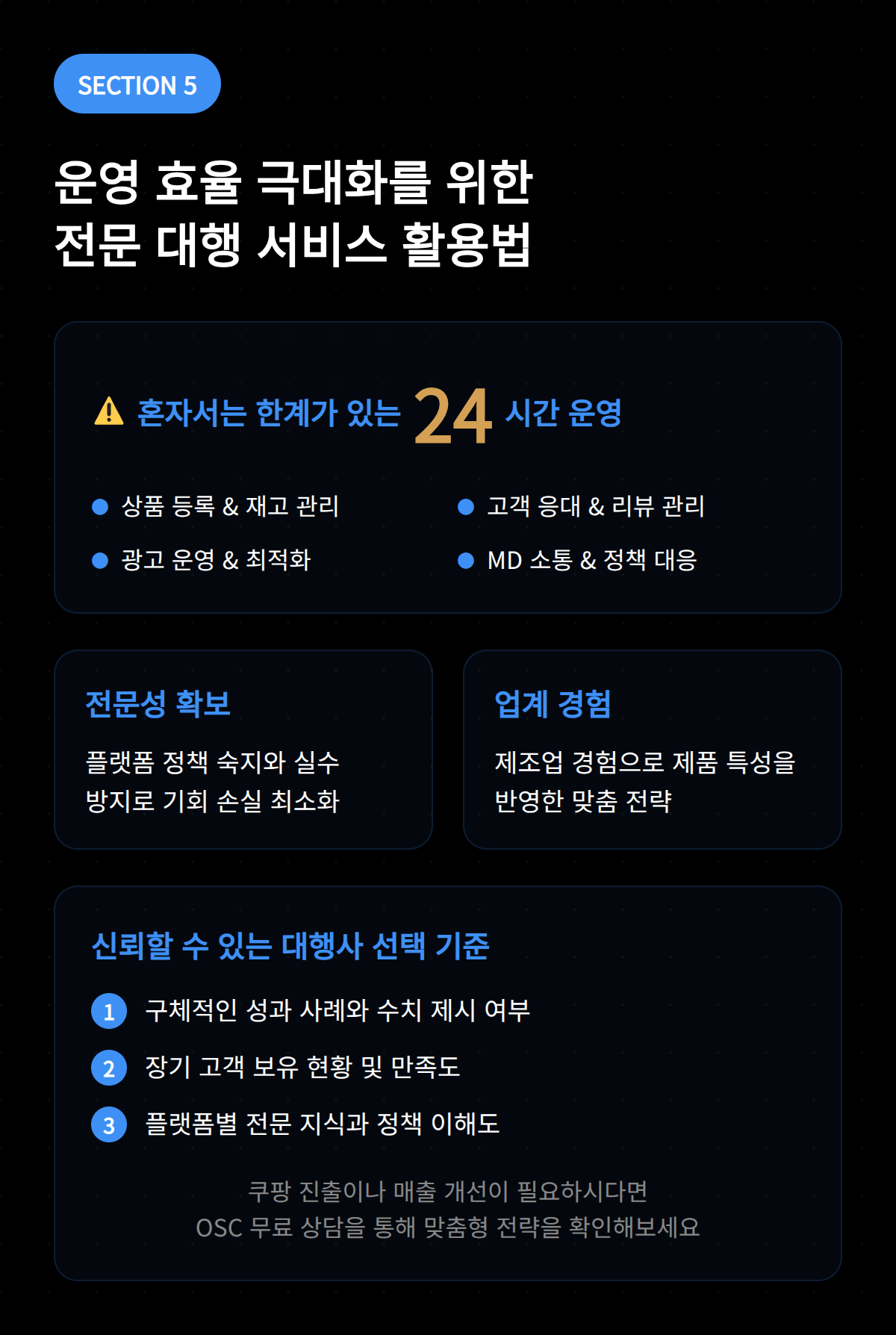 운영 효율을 높이기 위한 전문 대행 서비스 활용 방법을 설명하는 내용