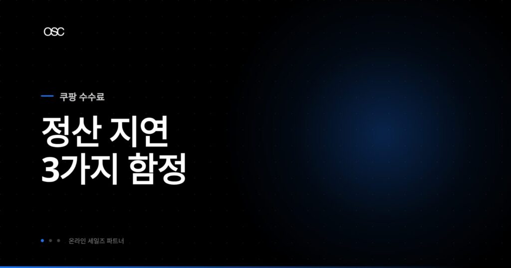 쿠팡 로켓그로스 정산 지연 셀러 필수 3가지