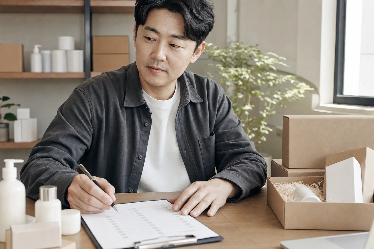 온라인 세일즈 시작 전, 스몰브랜드가 점검할 4가지 1 스몰브랜드 대표가 체크리스트에 표시하는 모습