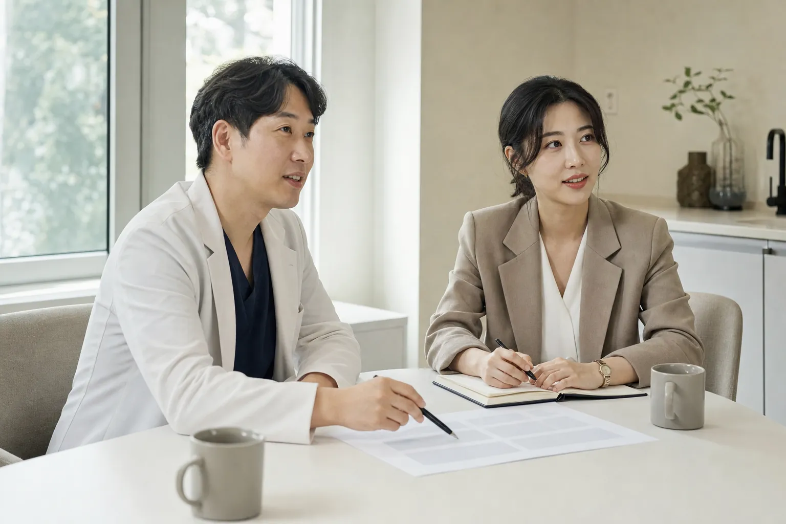 치과 마케팅, 무엇부터? 채널 전략과 의료광고 심의 총정리 2 치과 접수 데스크에서 예약 카드를 정리하는 코디네이터의 손 클로즈업