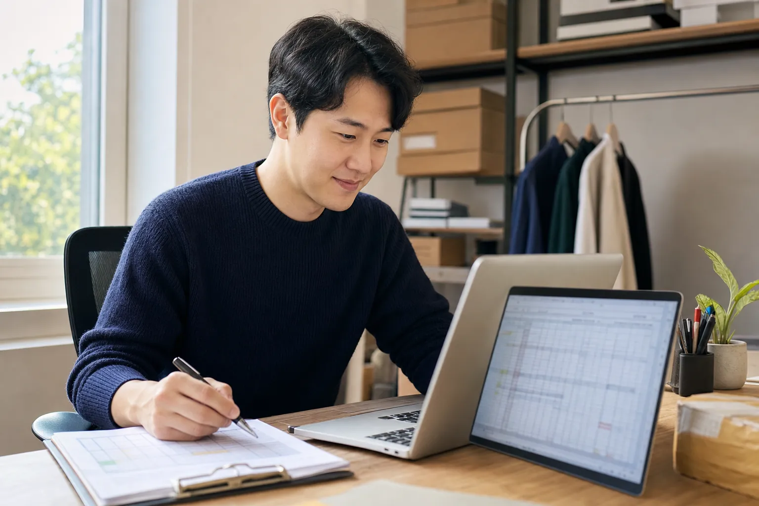 공동구매 진행 방법, 한 번 팔고 끝나지 않으려면 5 브랜드 대표가 정산 데이터를 정리하는 모습