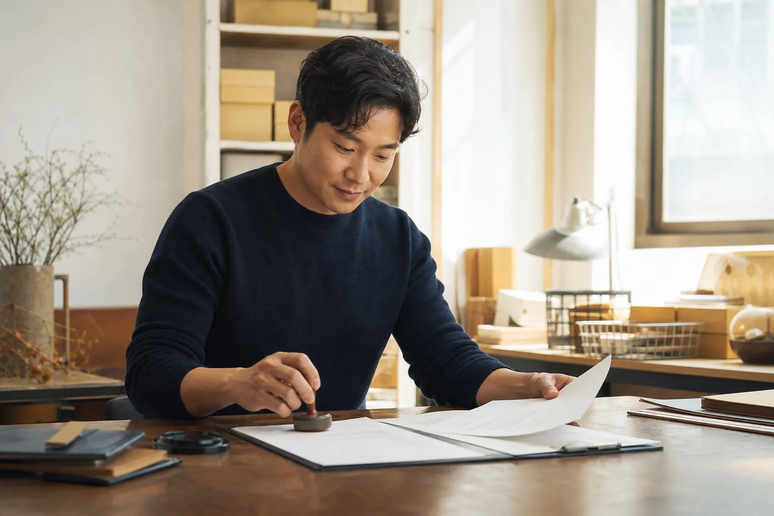 브랜드 네이밍 방법, 좋은 이름보다 지킬 이름이 먼저 5 브랜드 대표가 확정된 브랜드명 서류를 정리하는 모습
