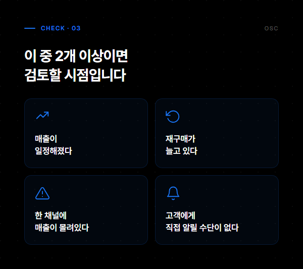자사몰 시점 판단 체크리스트 네 가지