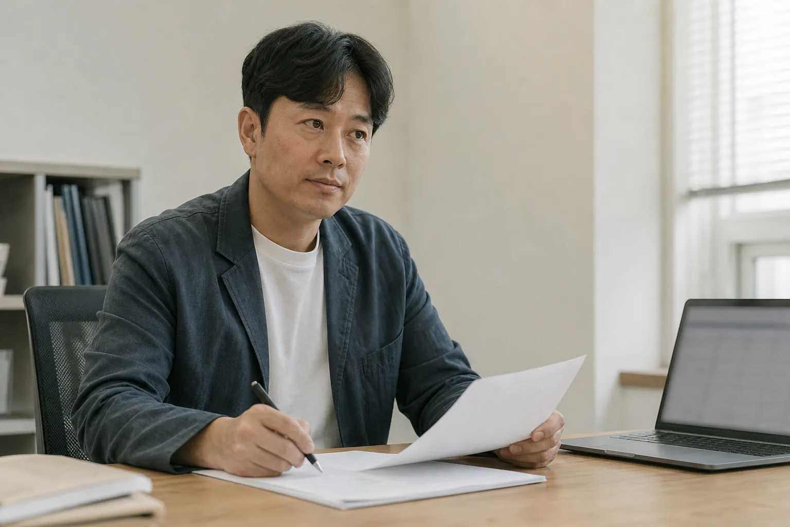 판매 대행 계약서를 검토하는 브랜드 대표