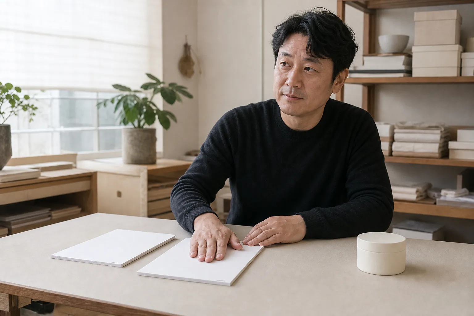 제품 용기 옆에 근거 문서를 펼쳐 놓고 정리하는 손