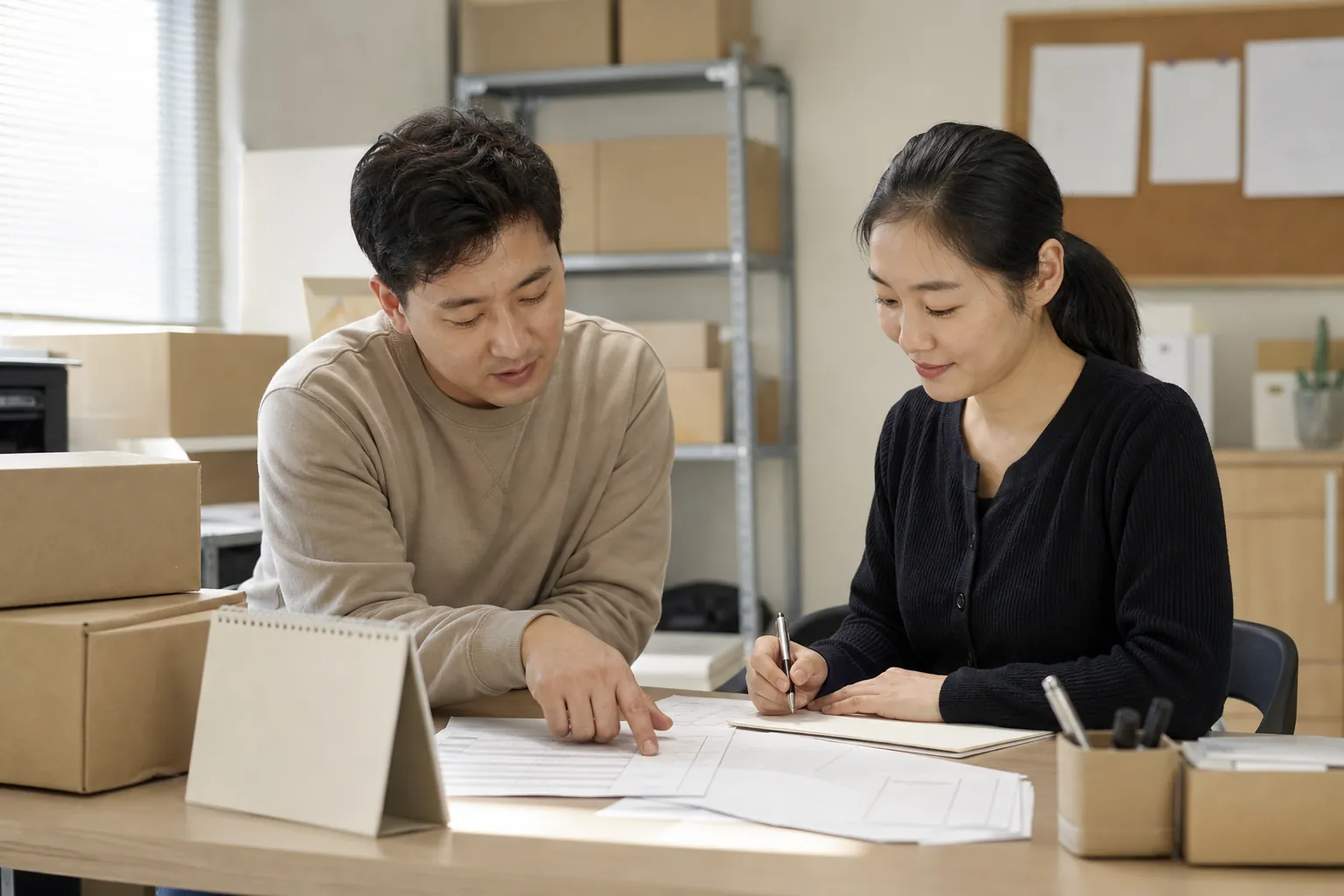 채널 이관 체크리스트를 함께 검토하는 두 운영자