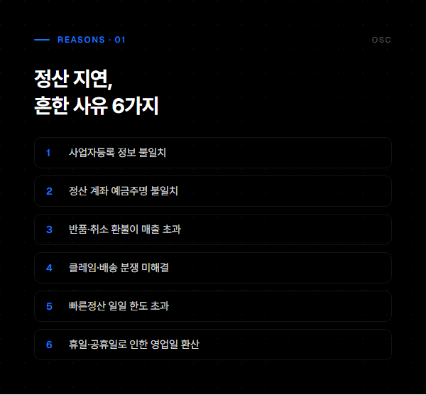 정산 지연 흔한 사유 6가지 목록