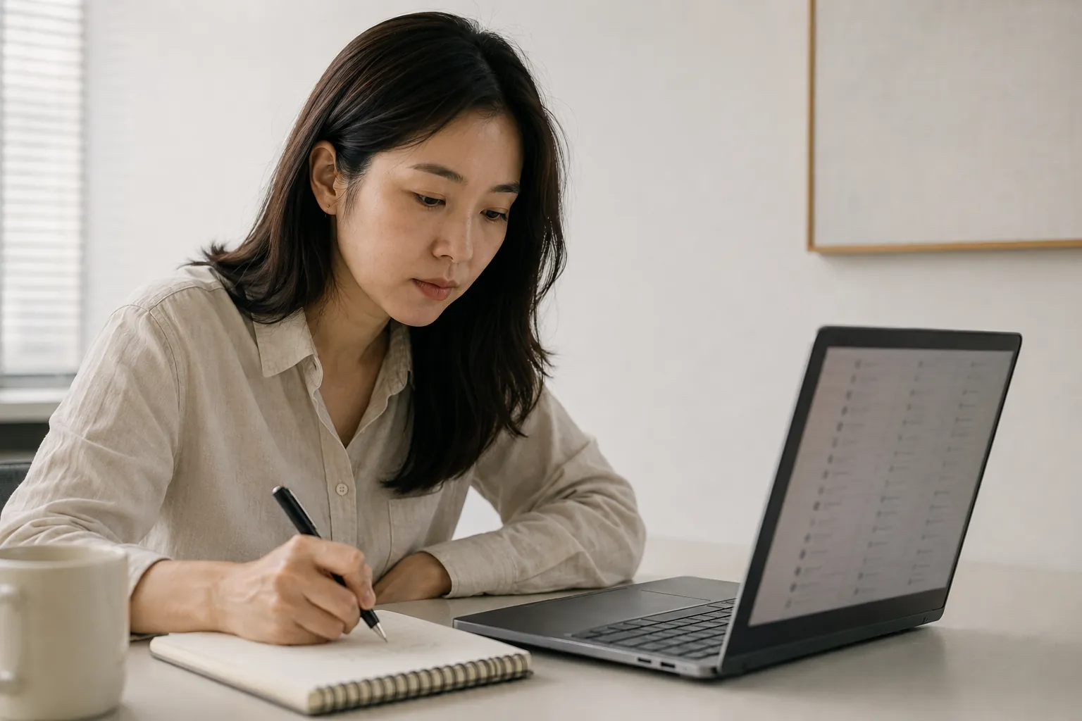 쿠팡 상품명 작성법, 키워드를 몰아넣지 마세요 3 화면에 리뷰 목록을 띄워 두고 옆 노트에 단어를 옮겨 적는 모습