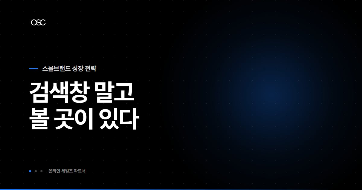검색창 말고 볼 곳이 있다는 문구가 담긴 스몰브랜드 성장 전략 시리즈 대표 이미지