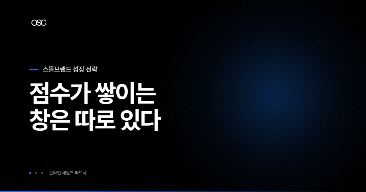 점수가 쌓이는 창은 따로 있다는 문구가 담긴 스몰브랜드 성장 전략 시리즈 대표 이미지