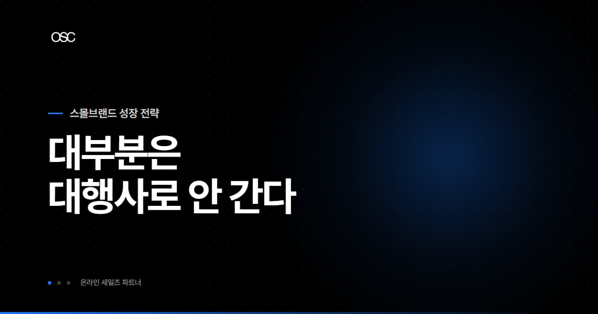 대부분은 대행사로 안 간다는 문구가 담긴 스몰브랜드 성장 전략 시리즈 대표 이미지