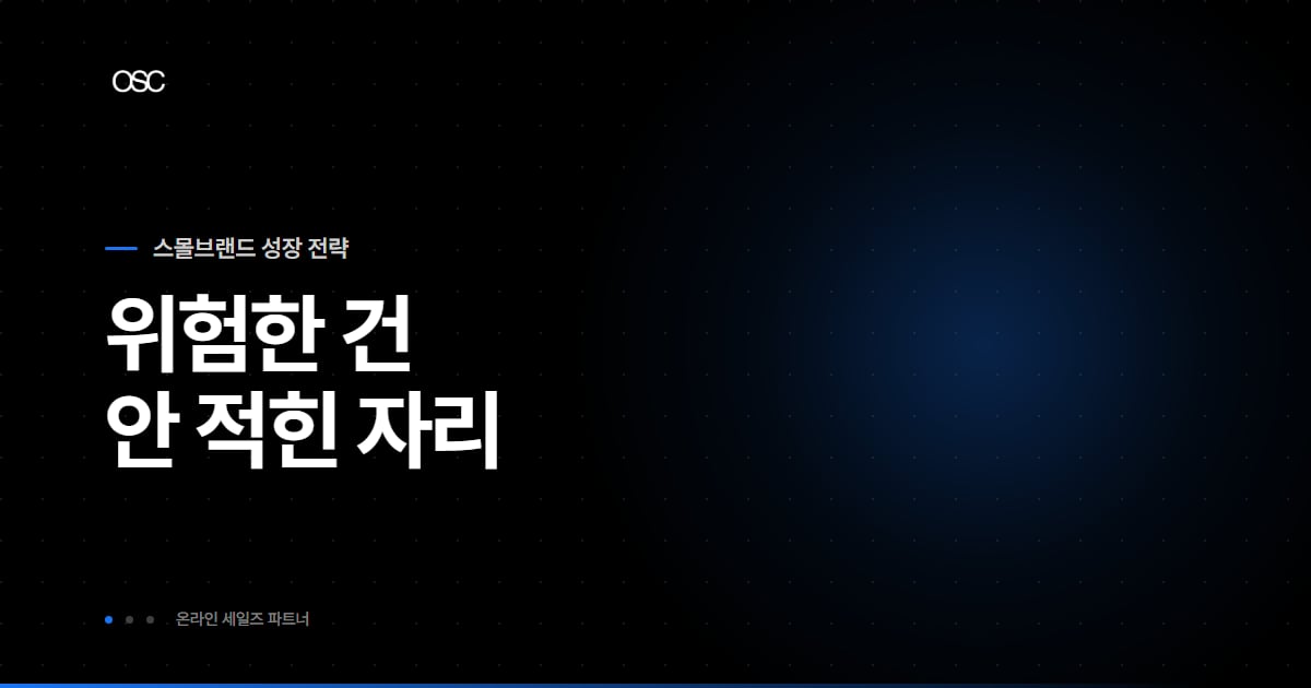 위험한 건 안 적힌 자리라는 문구가 담긴 스몰브랜드 성장 전략 시리즈 대표 이미지
