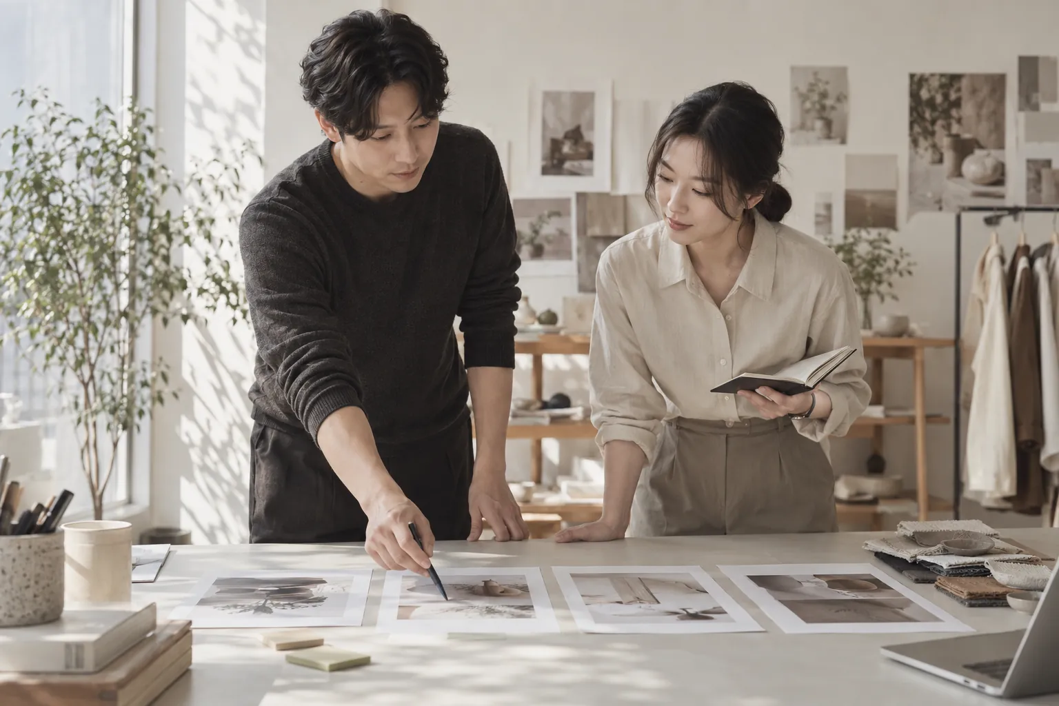 쇼핑몰 사용후기 정보공개 의무, 입점이면 누구 몫인가 4 대표와 담당자가 인쇄한 종이 네 장을 나란히 놓고 하나씩 짚으며 함께 점검하는 모습